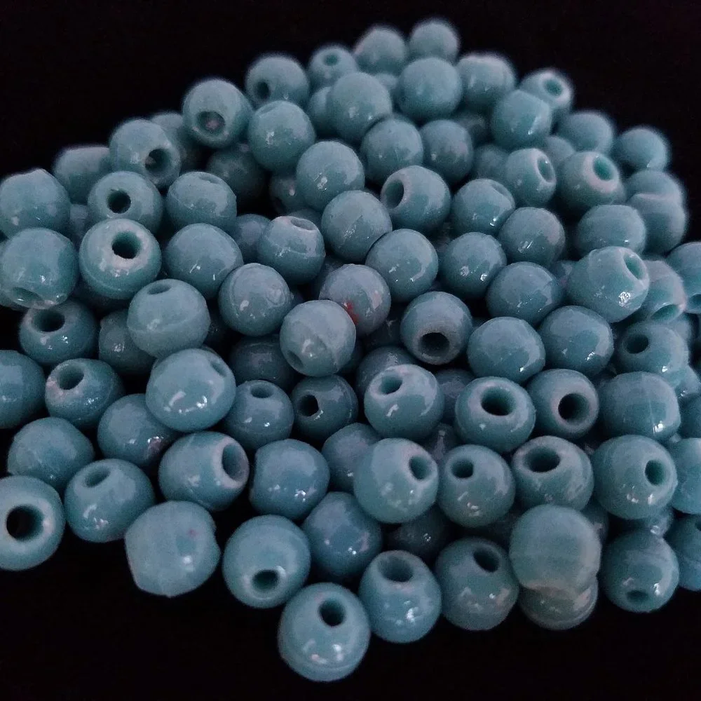 108+ Turquoise & Green Ceramic BEADS LOT Round 6 mm NEW bundle set DIY